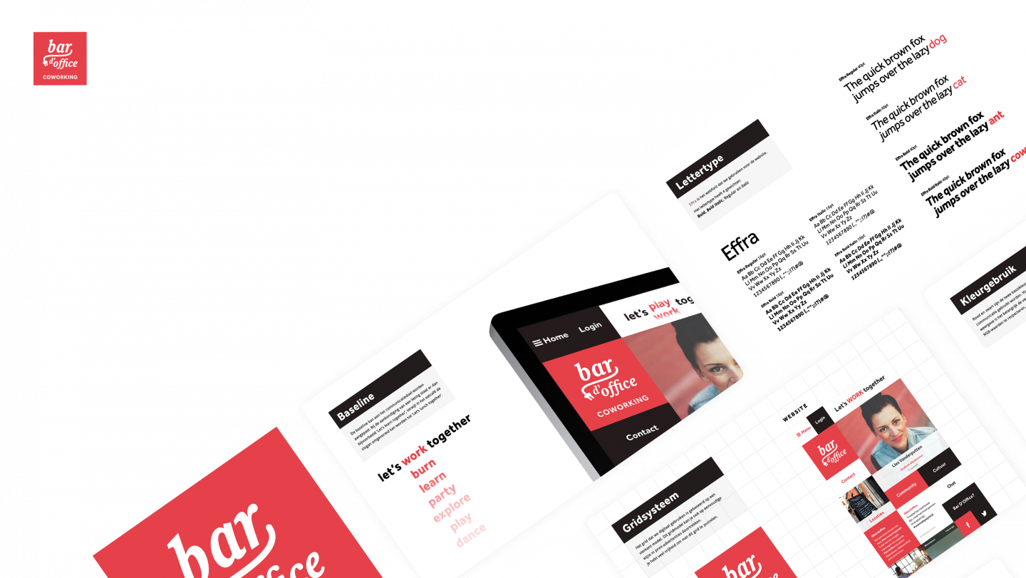 Bar-D'Office | Mockup spreads huisstijlhandboek Bar d'Office