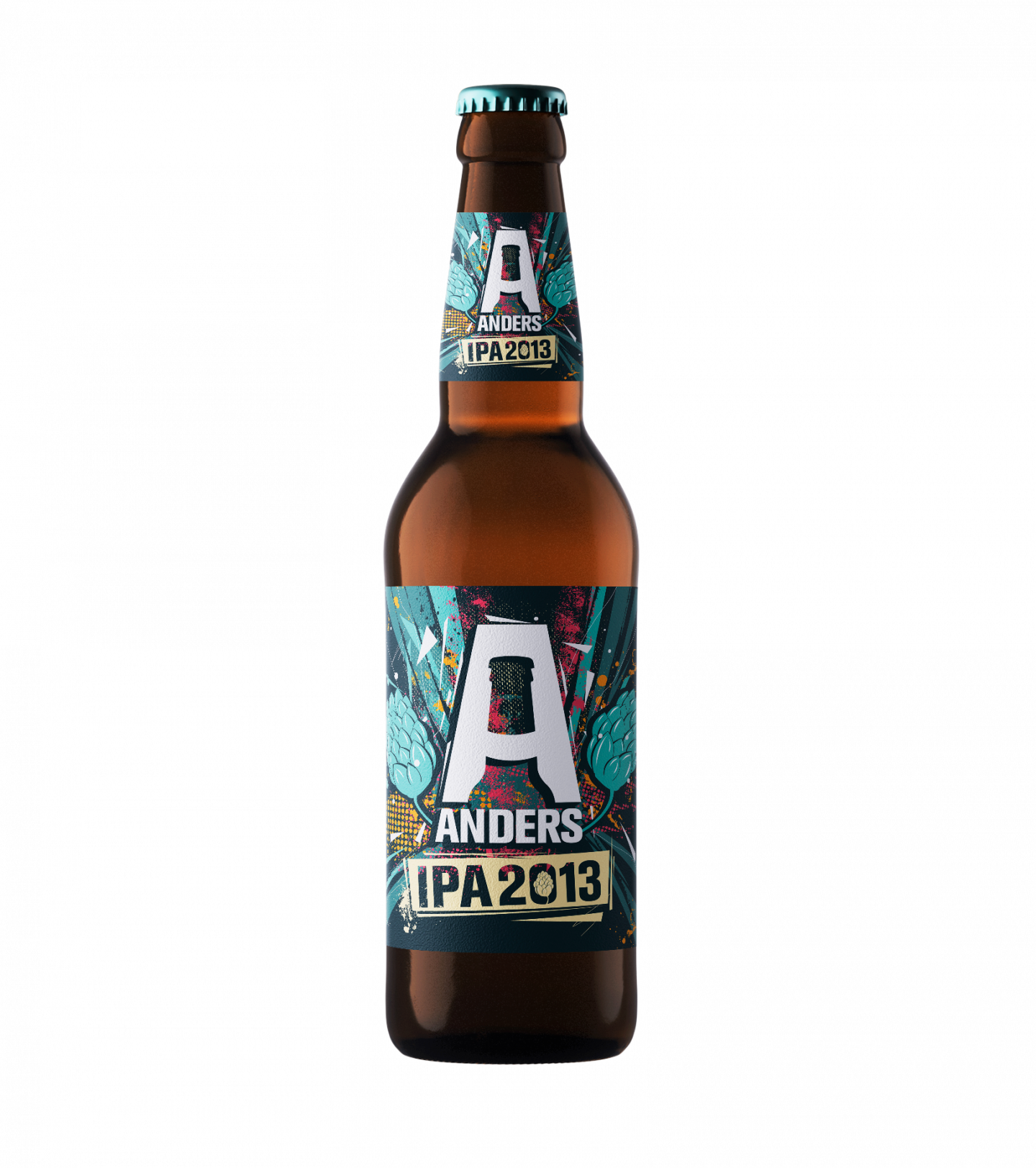 Mockup voorkant Bier Anders etiket op fles