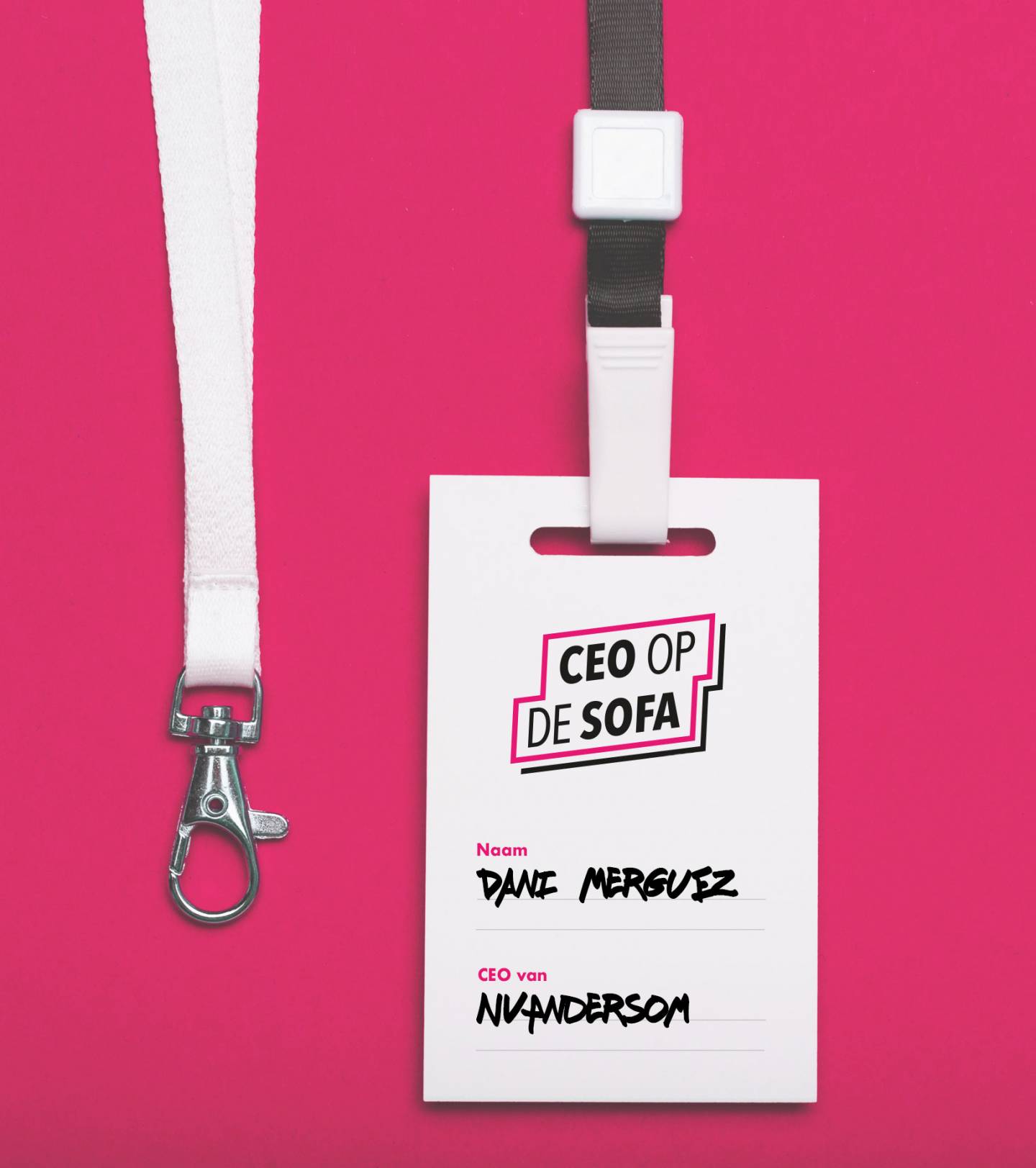 lanyard voor event CEO op de Sofa