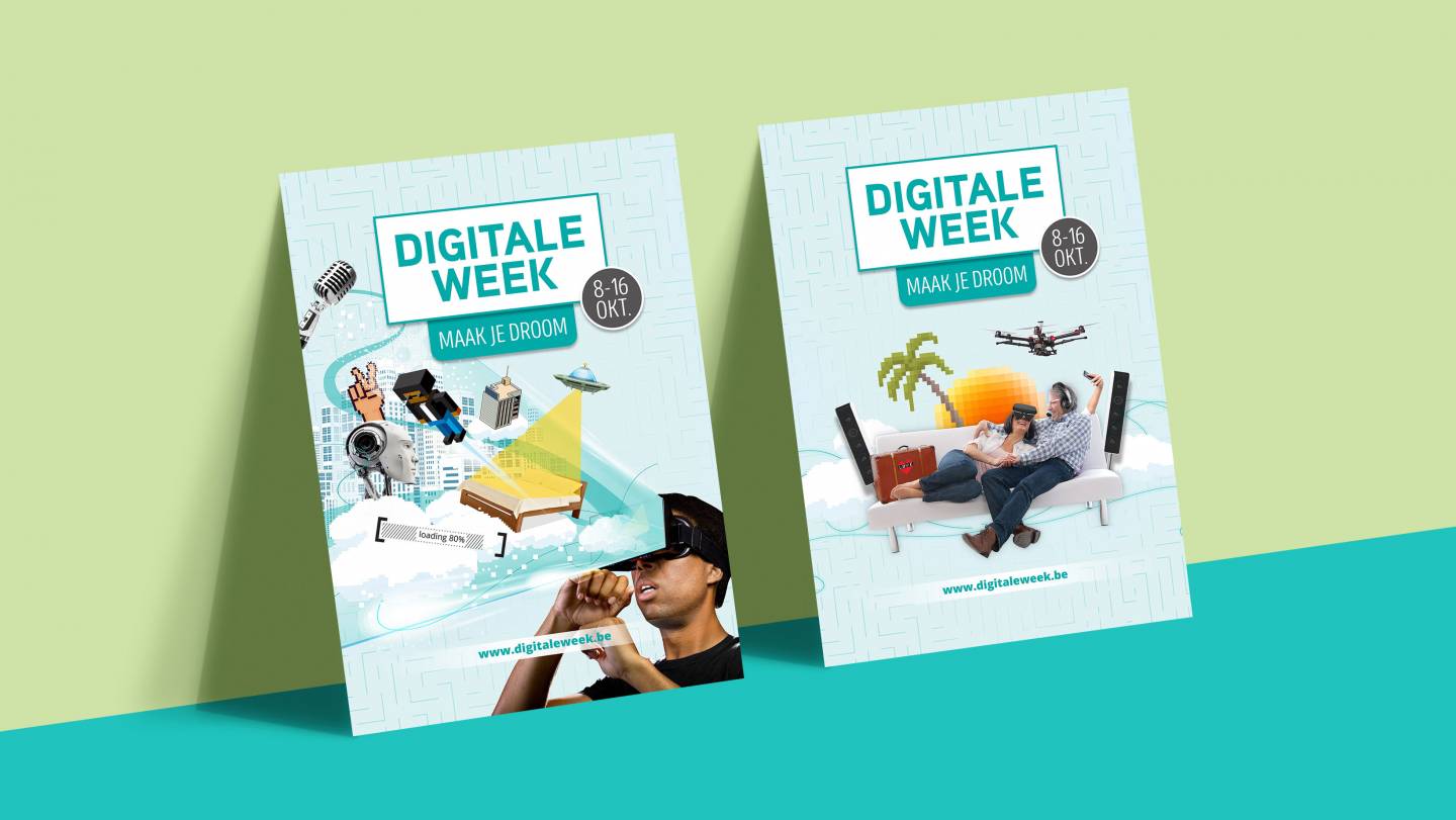 Mockup van twee campagneposters voor de Digitale Week