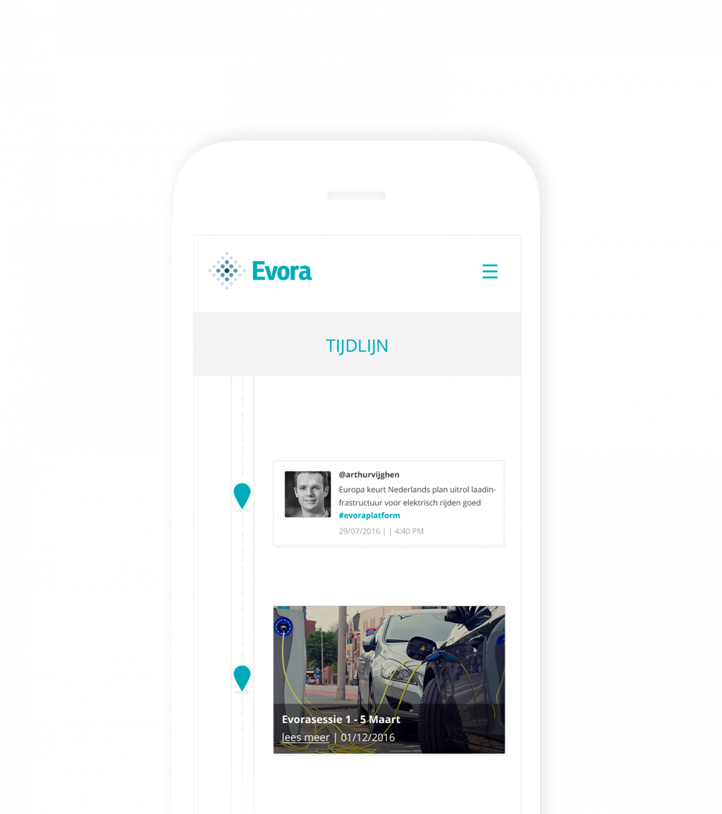 iPhone mockup Evora website