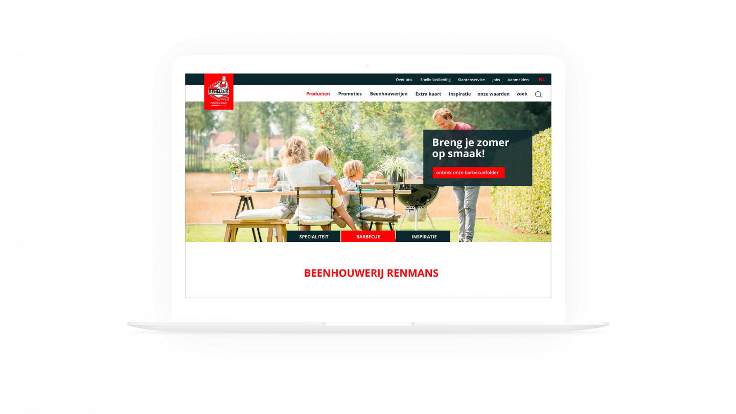 MacBook Pro mockup van de homepage op de Renmans website