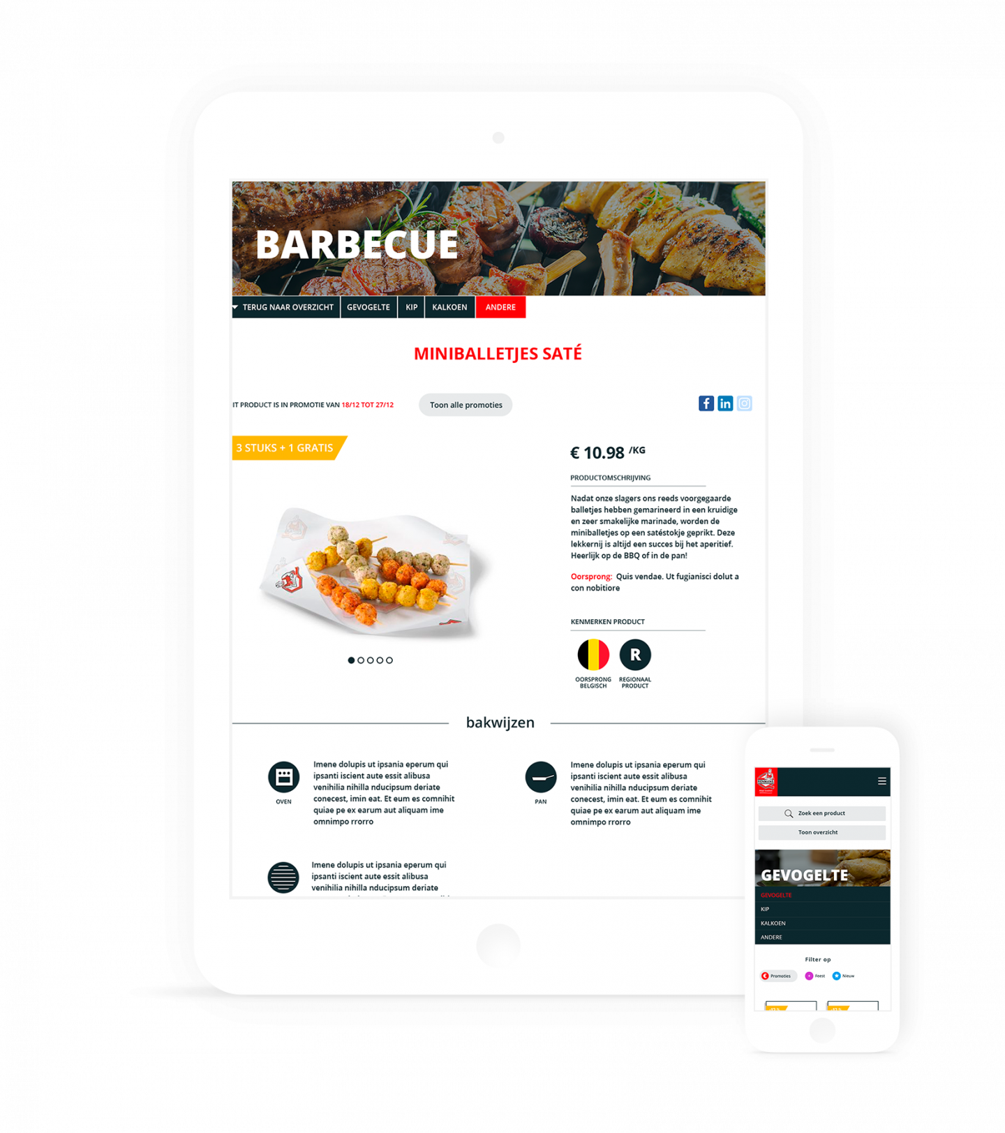 iPad en iPhone mockup van de productenpagina op de Renmans website