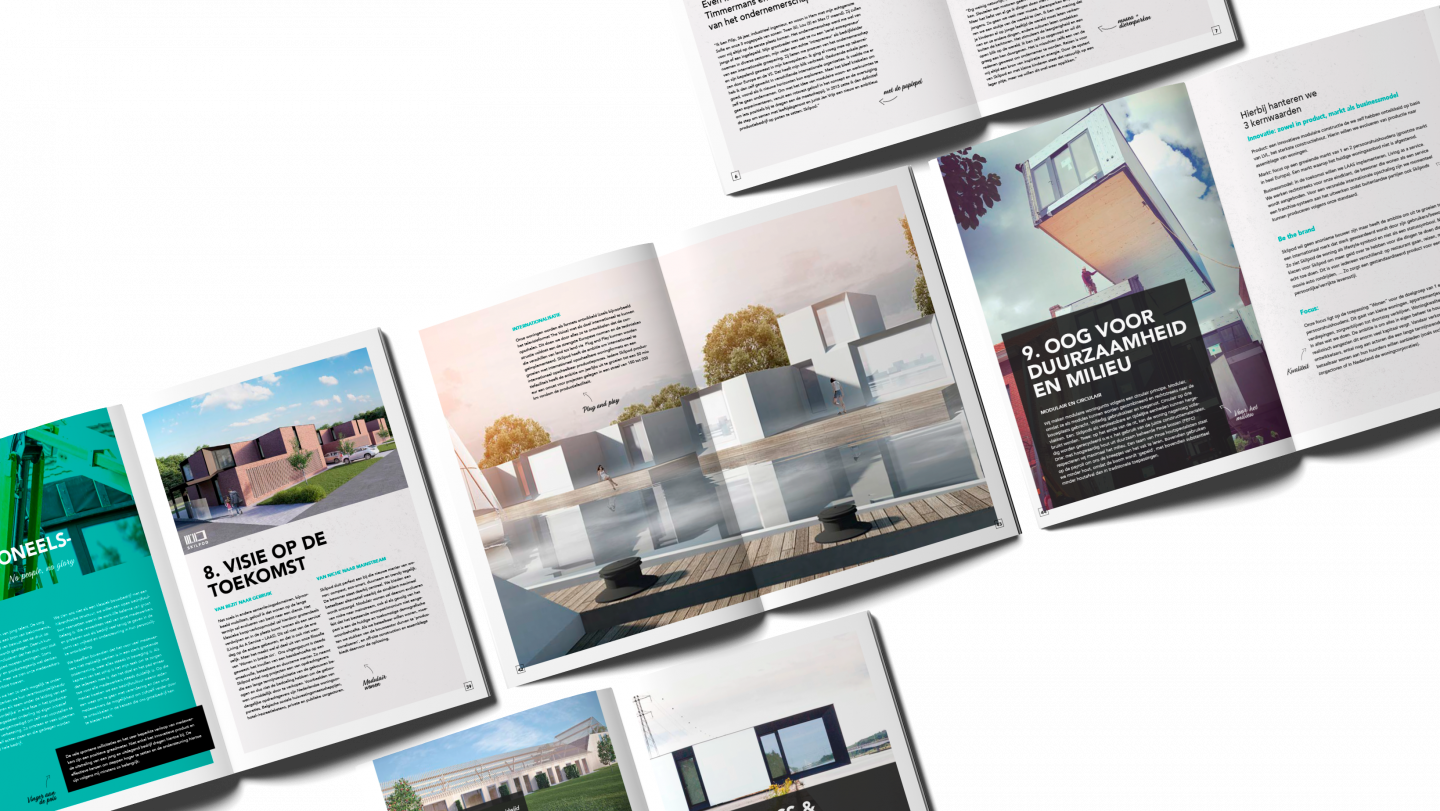 Mockup van spreads uit de SkilPod infobrochure