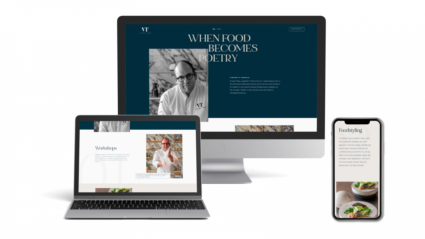 Mockup van de website voor Vincent Tibau